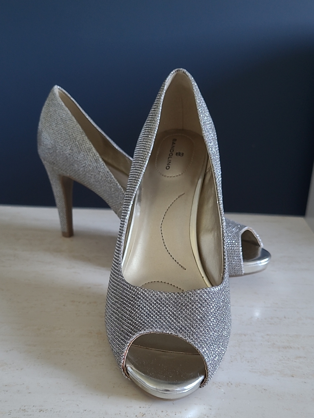Bandolino Rainaa Gold Glamour Glitter Open-Toe Pumps